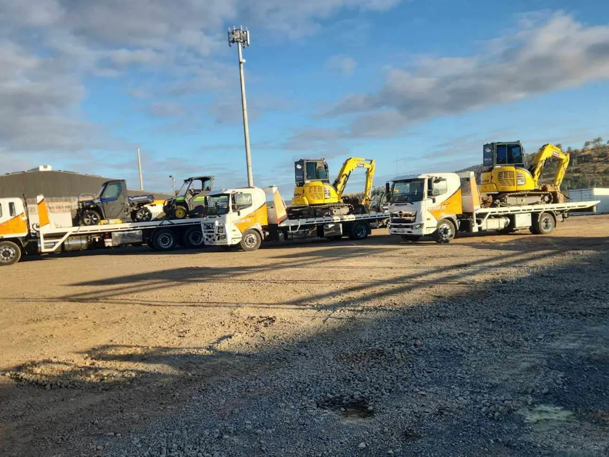 A recovered vehicle on a Beecheys Towing flatbed