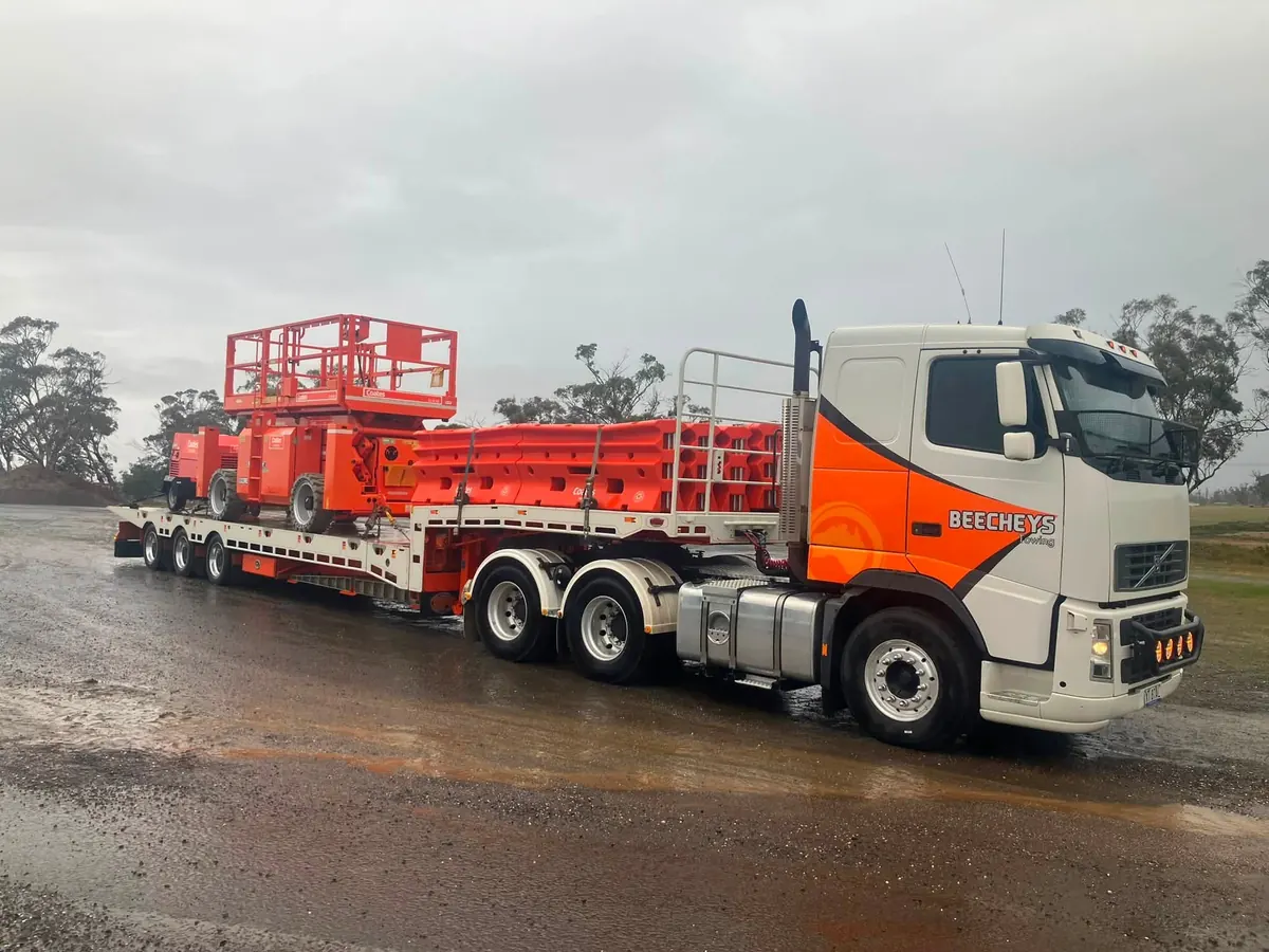 A Beecheys Towing low-loader carrying plant equipment