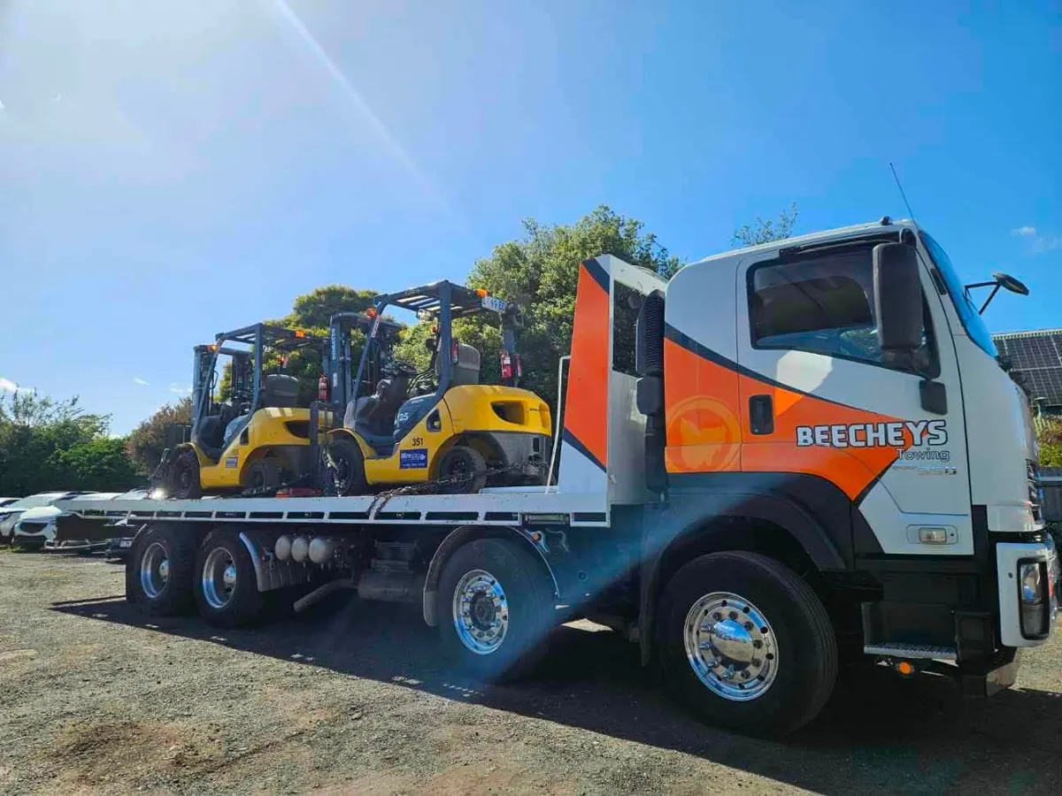 A Beecheys Towing truck parked at the Invermay depot
